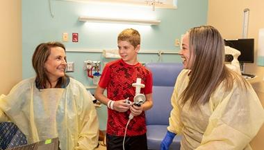 Sam at the Cystic Fibrosis Care Center