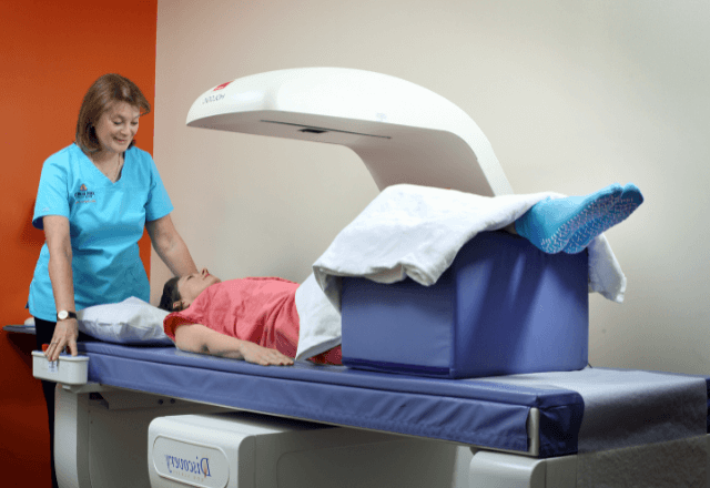 woman getting a bone scan